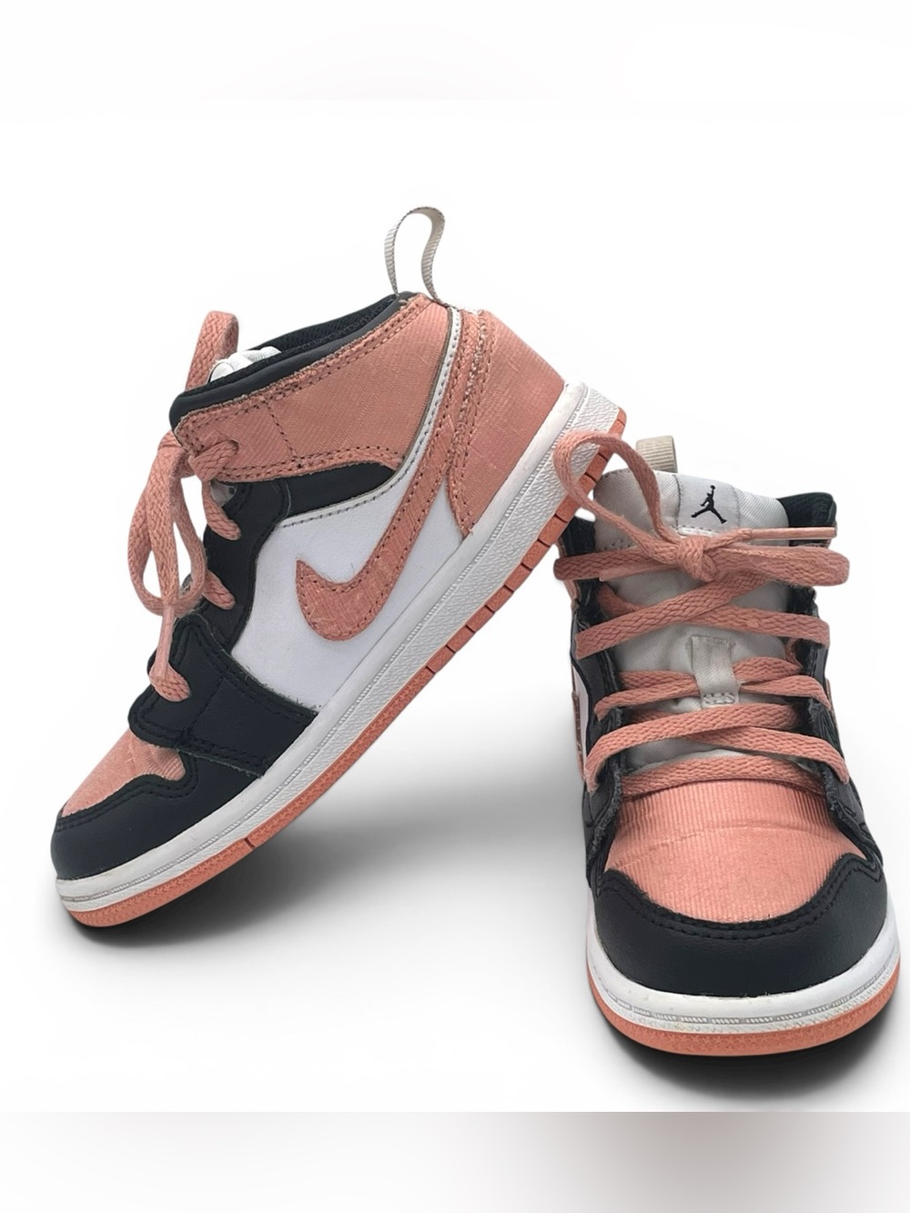 Nike Air Jordan 1 Mid SE Craft Kids Toddler 10C Pink Black - Picture 10 of 10